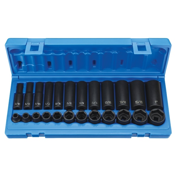 3/8In Dr 24Pc Standard & Deep Fractional Set